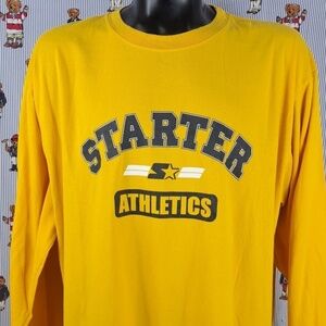 Vintage Y2K Starter Athletic logo graphic yellow & blue long-sleeved XL t-shirt